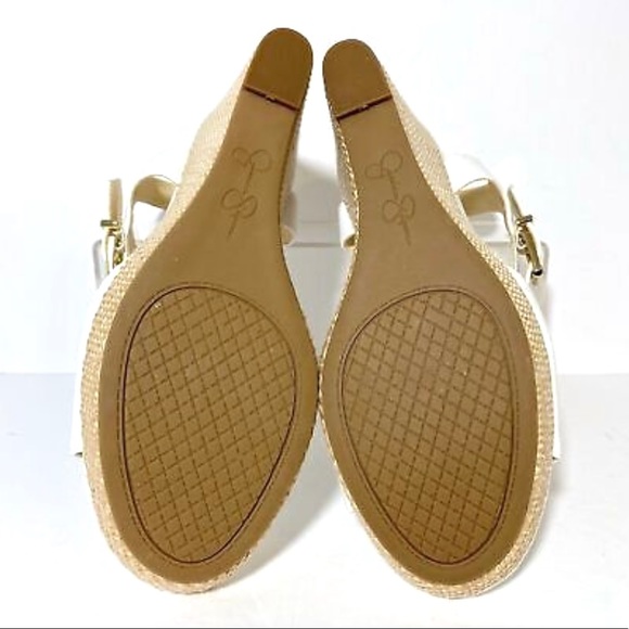NEW Jessica Simpson Jelana white/woven straw wedge sandals - Picture 3 of 4